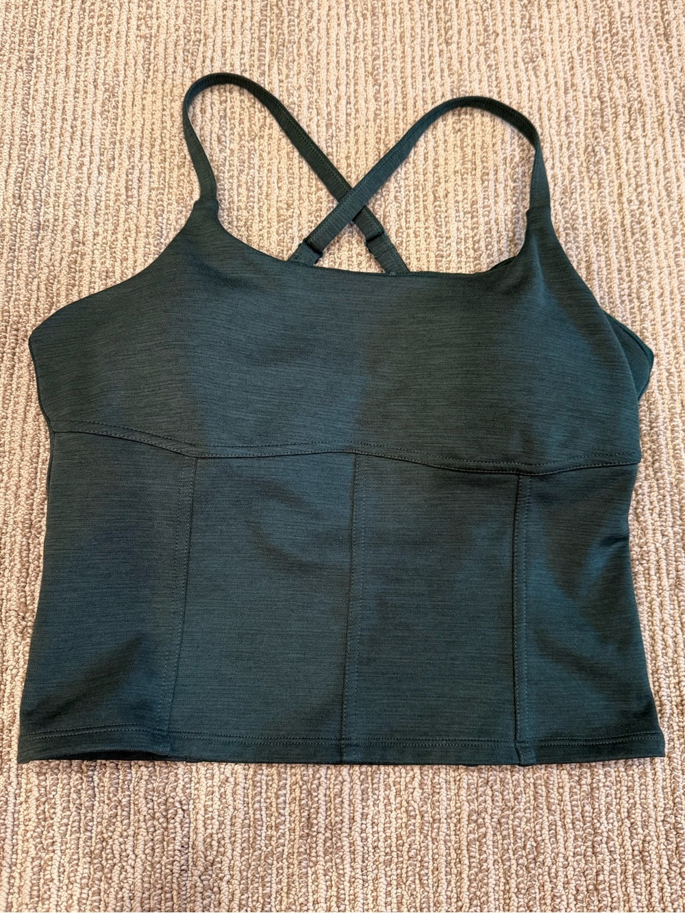 Zella Crisscross Strap Tank Top - Dark Green
